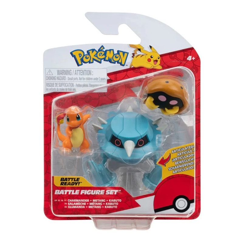 Pokemon Battle Figure - Charmander, Metang & Kabuto - لعبة